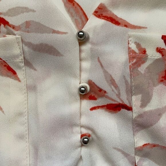 Le Chateau Floral Crêpe de Chine V-Neck Size Extra Small - Picture 6 of 12